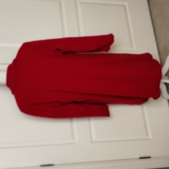 Larry Levine coat wool blend size Large ruby red ruffle front women's - Picture 6 of 13